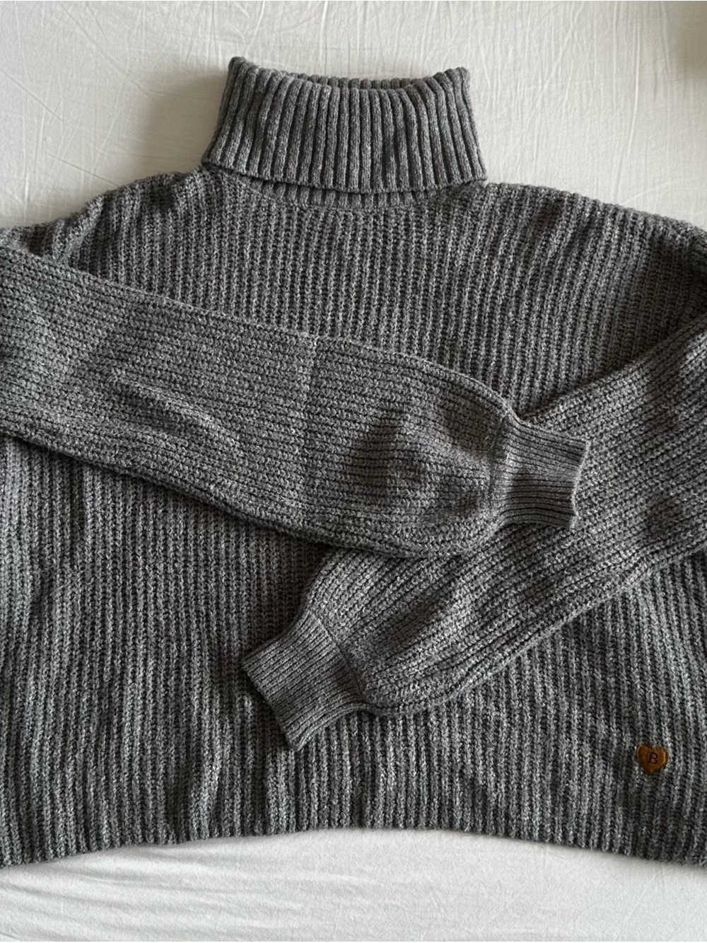 Gray Knit Turtleneck Sweater